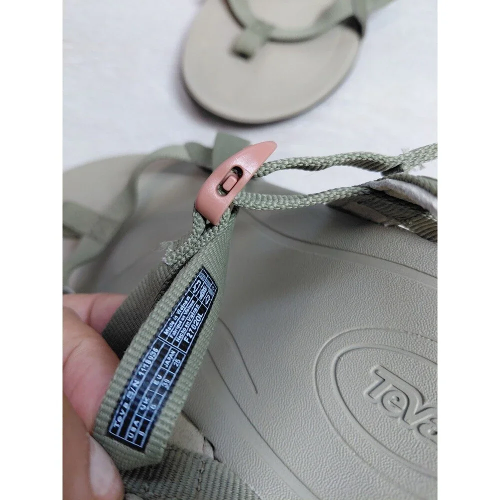 Teva Ascona Cross Strap Flat Sandal Sage Green Women's Size 8